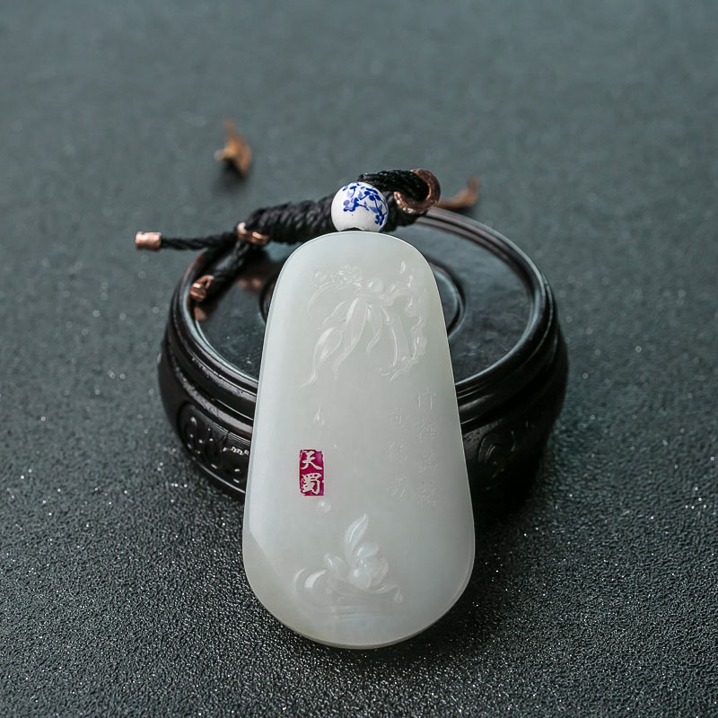 山料和田白玉竹报平安吊坠-红掌柜