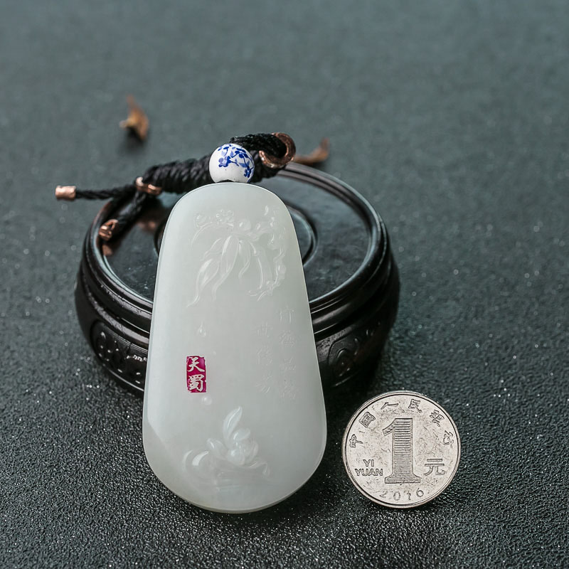 俄罗斯和田玉竹报平安吊坠-红掌柜