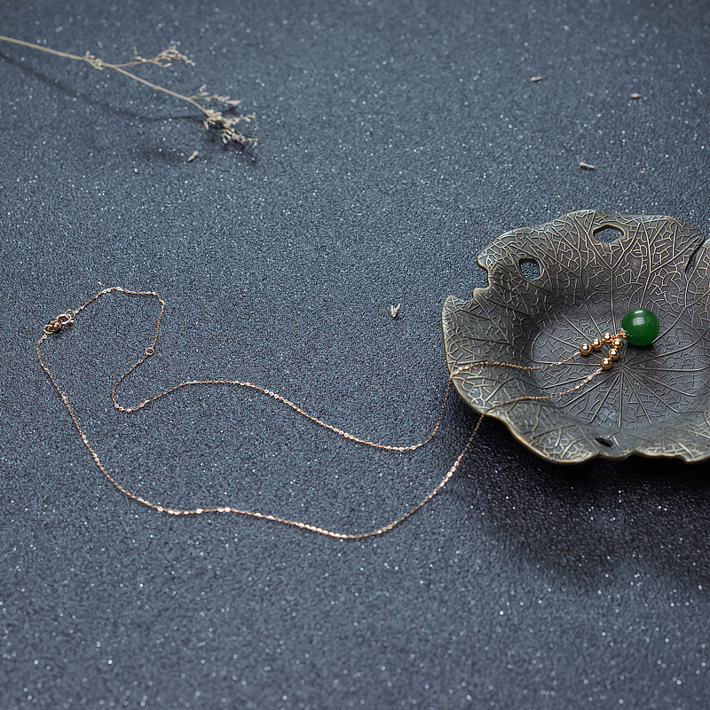 18K天然山料和田碧玉项链-红掌柜