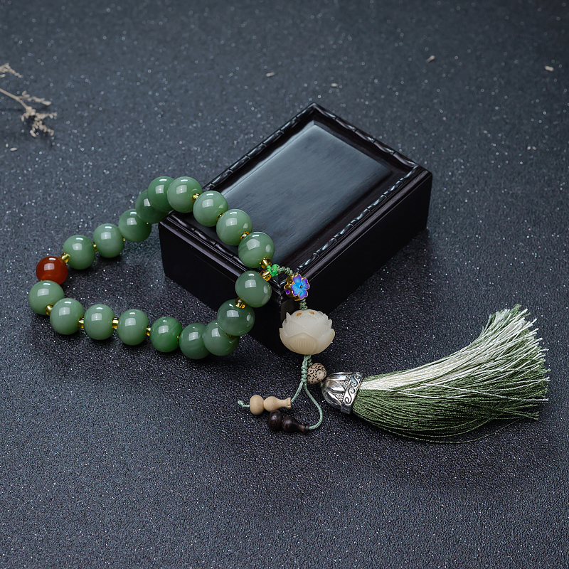 天然山料和田碧玉手持-红掌柜