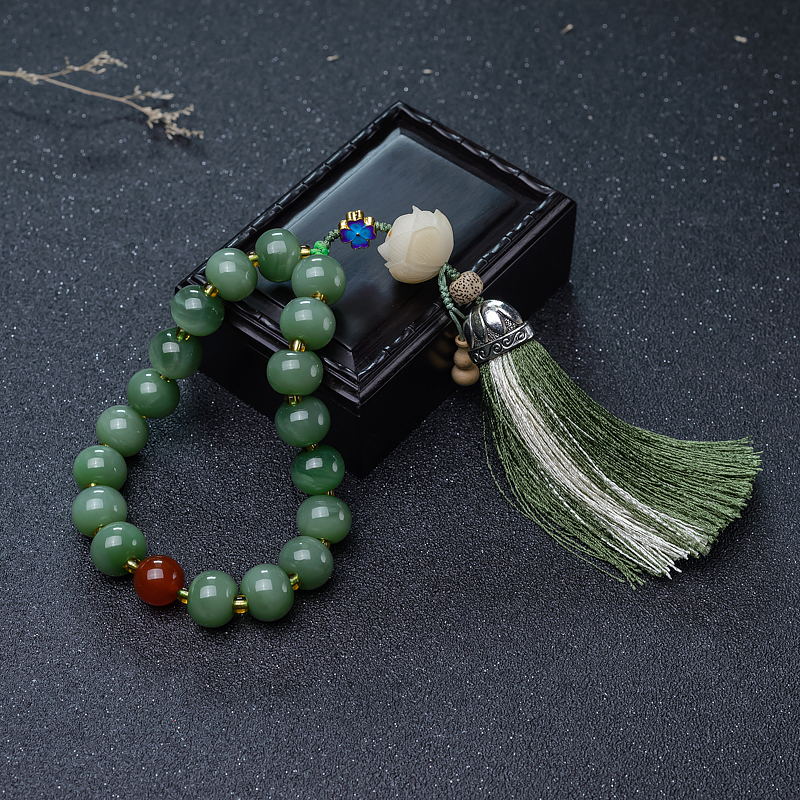 俄料山料和田碧玉手持-红掌柜