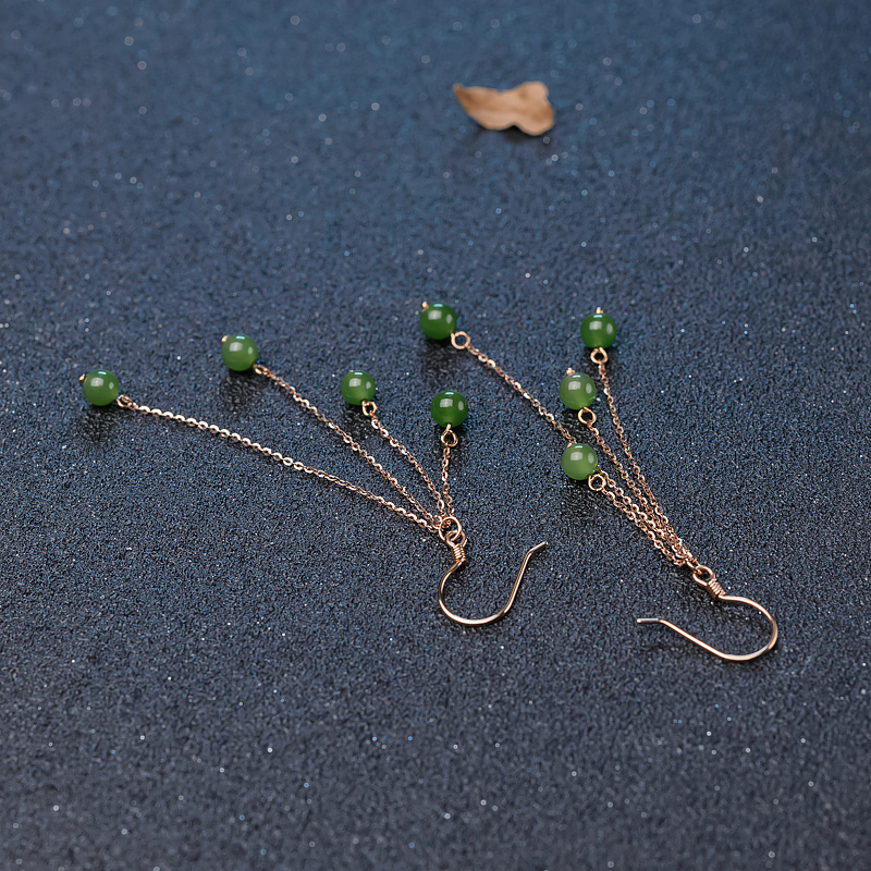 山料和田碧玉耳坠-红掌柜