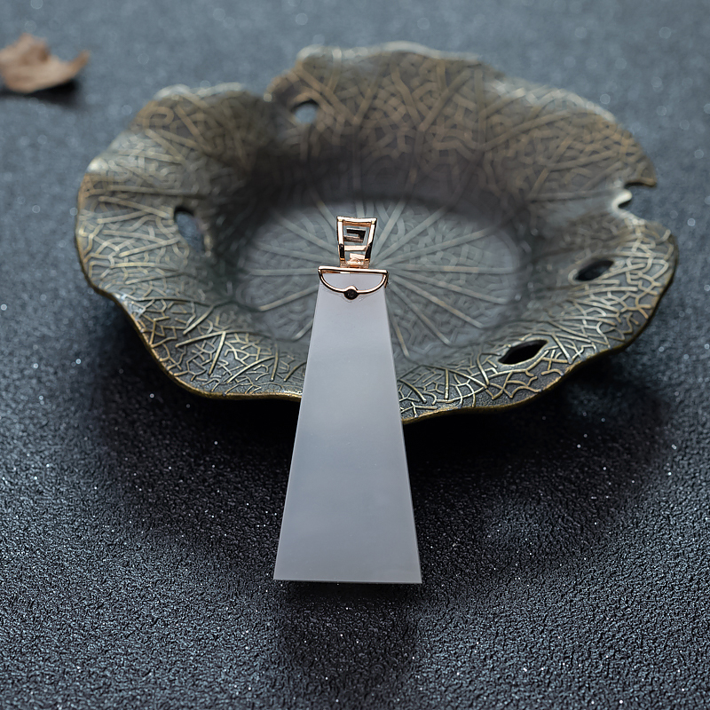 18K山料和田白玉吊坠-红掌柜