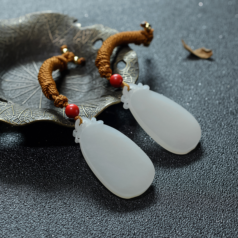 新疆籽料和田白玉平安牌挂坠-红掌柜