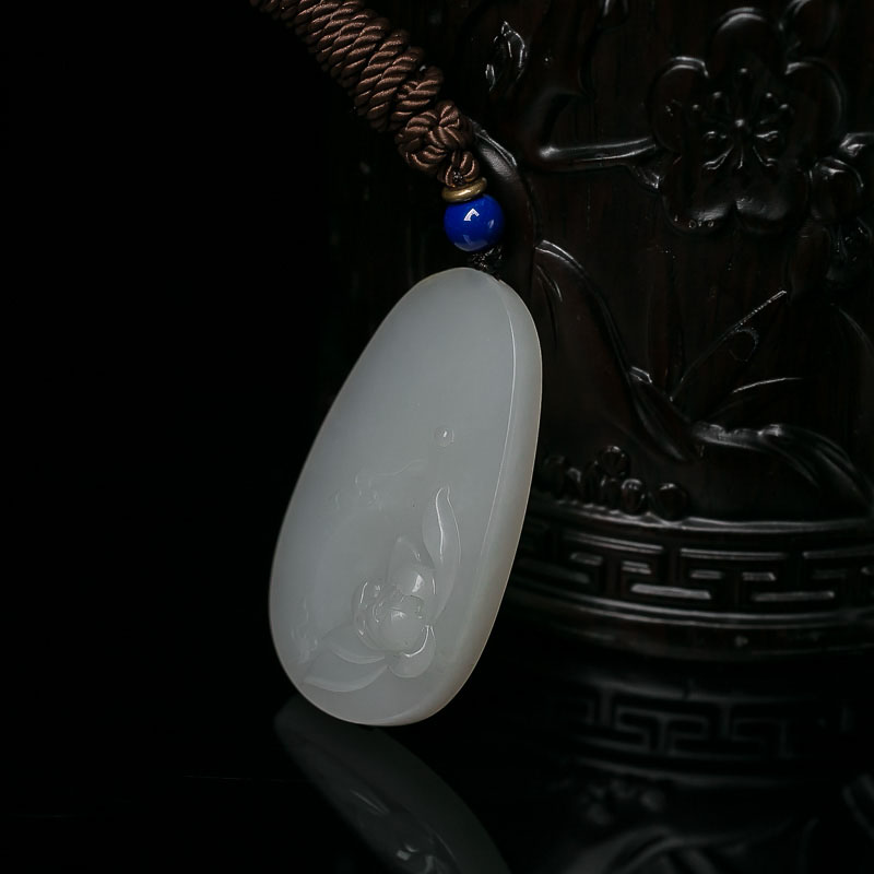 和田白玉莲花吊坠-红掌柜