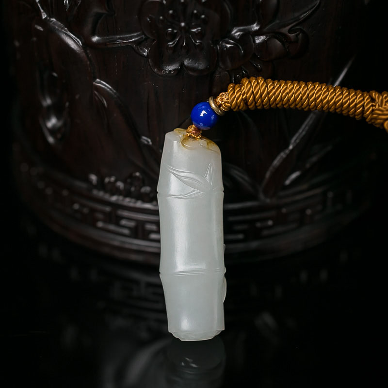 籽料和田白玉竹节吊坠-红掌柜