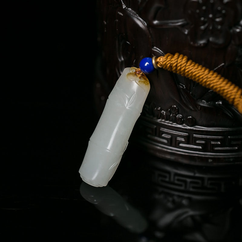 和田白玉竹节吊坠-红掌柜