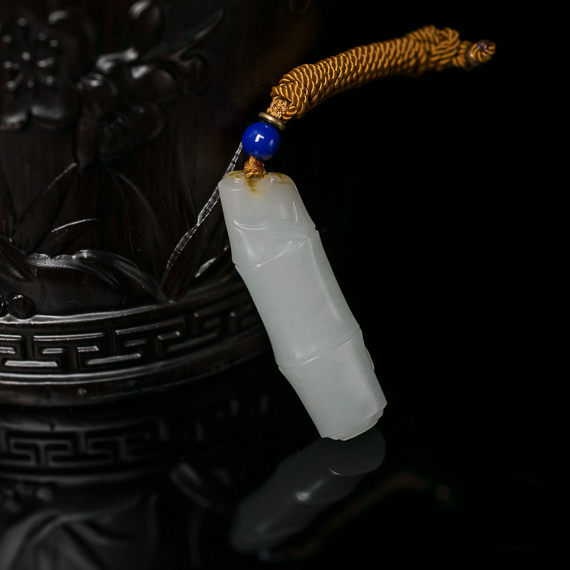 籽料和田玉竹节吊坠-红掌柜
