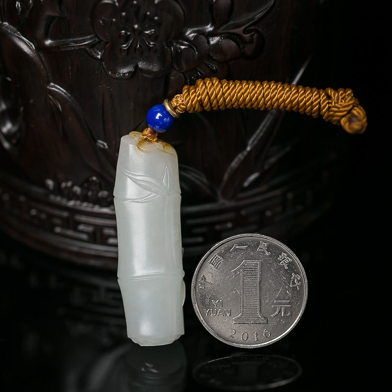 新疆天然和田玉竹节吊坠-红掌柜