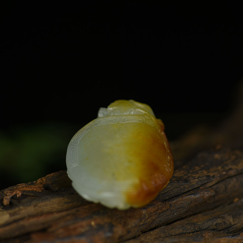 天然新疆俏色和田玉龙龟吊坠-红掌柜