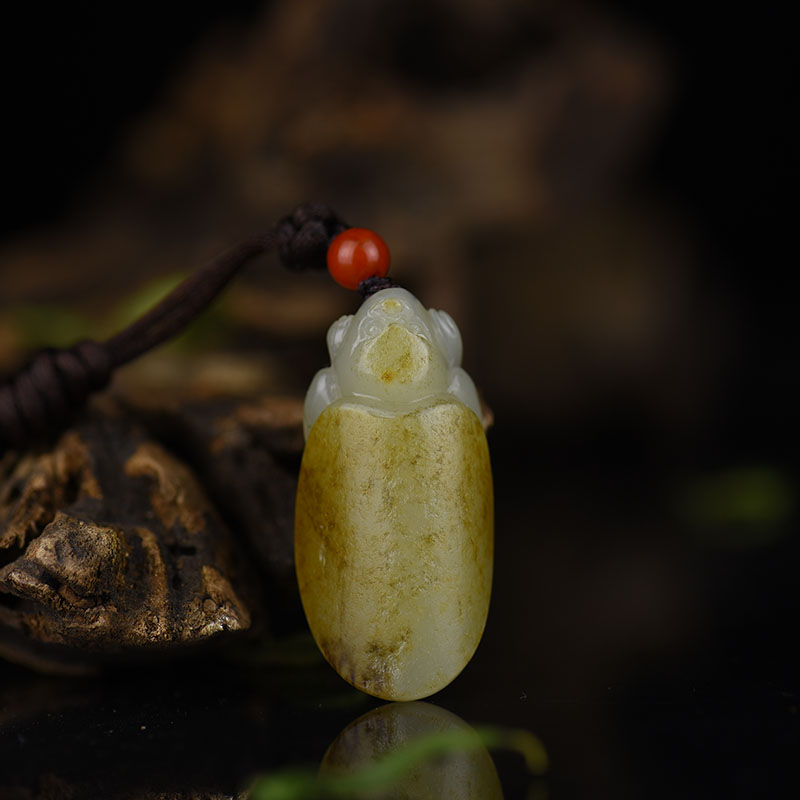 籽料俏色和田玉龙龟吊坠-红掌柜