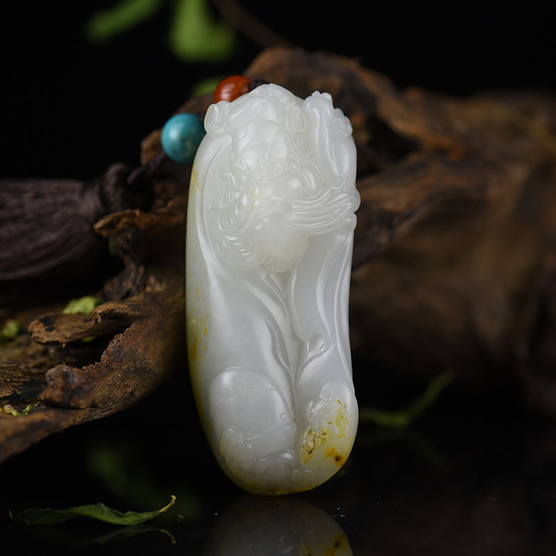 新疆天然籽料和田青花玉钟馗手把件-红掌柜