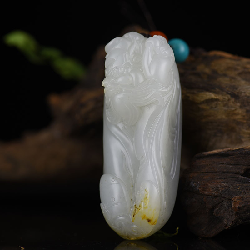 新疆籽料和田青花玉钟馗手把件-红掌柜