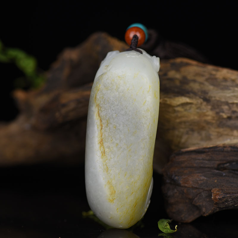 新疆天然和田青花玉钟馗手把件-红掌柜