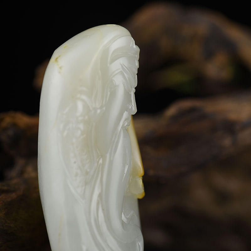 和田玉关公手把件-红掌柜