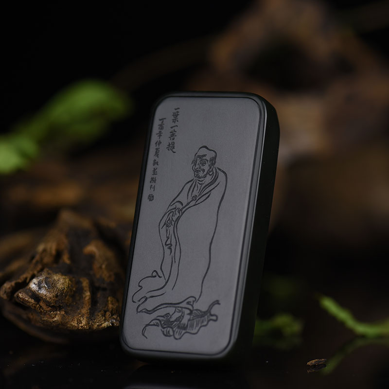 新疆山料和田墨玉一叶菩提吊坠-红掌柜