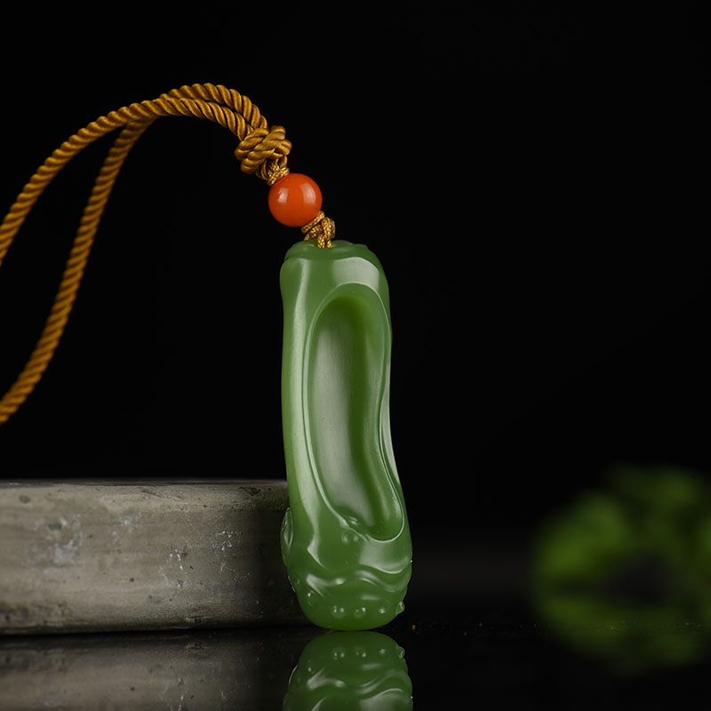 天然山料和田碧玉节节高升吊坠-红掌柜