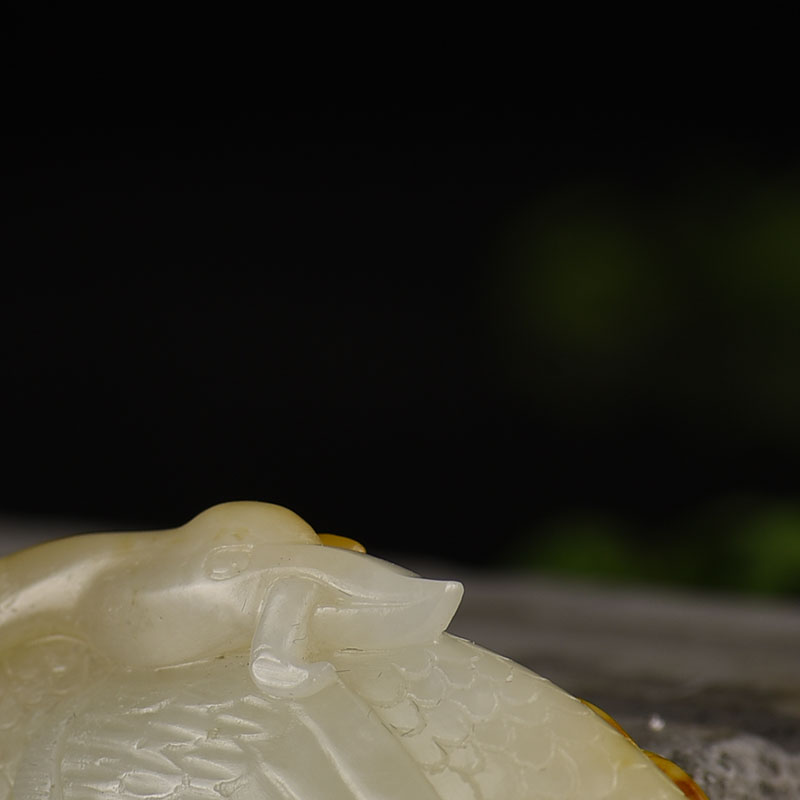 籽料和田白玉鹅如意吊坠-红掌柜