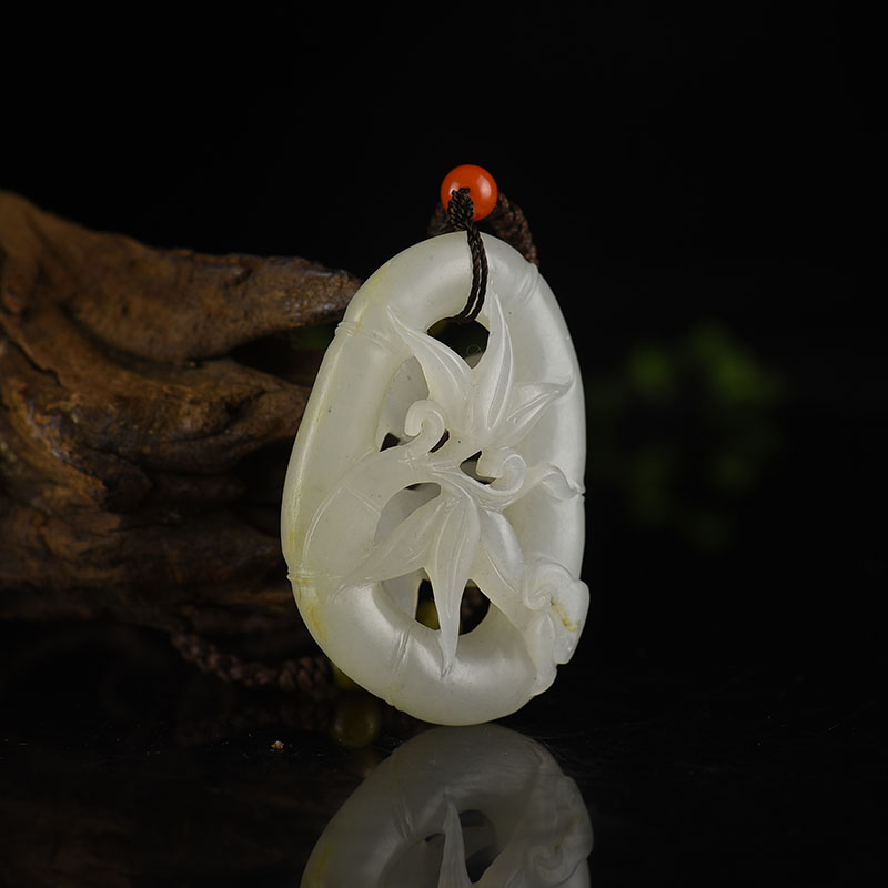 天然籽料和田白玉节节高升吊坠-红掌柜