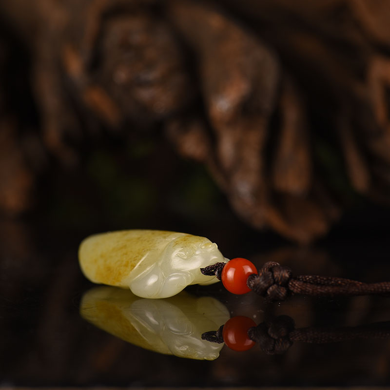 新疆天然和田玉龙龟吊坠-红掌柜