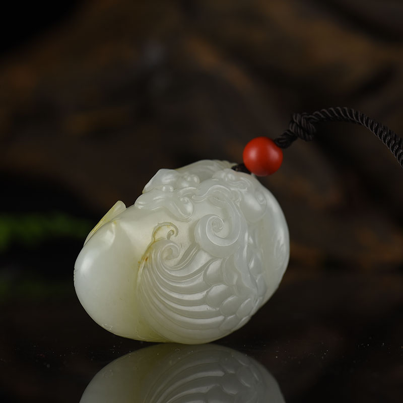 和田白玉我如意吊坠-红掌柜