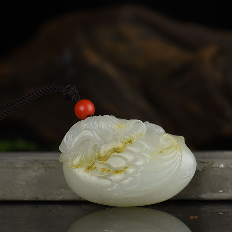 和田白玉吊坠-红掌柜