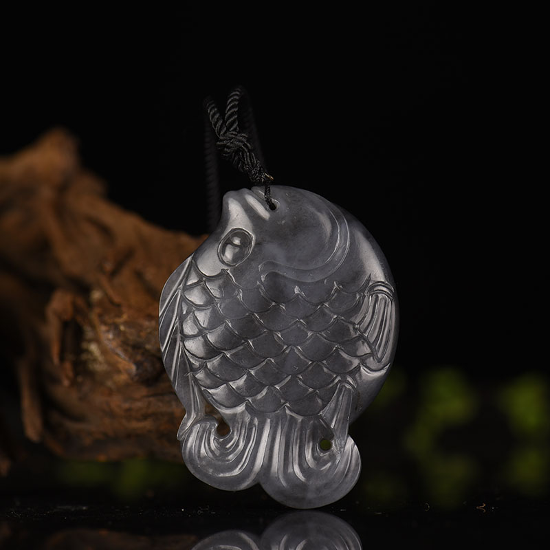 山料和田青花年年有余吊坠-红掌柜