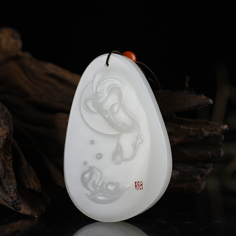 新疆籽料和田白玉观音吊坠-红掌柜