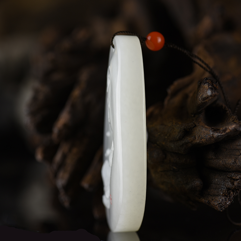 新疆天然籽料和田玉观音吊坠-红掌柜