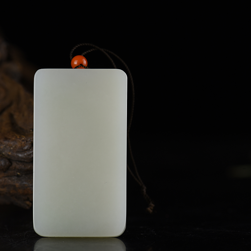 新疆天然和田白玉荷塘清趣吊坠-红掌柜