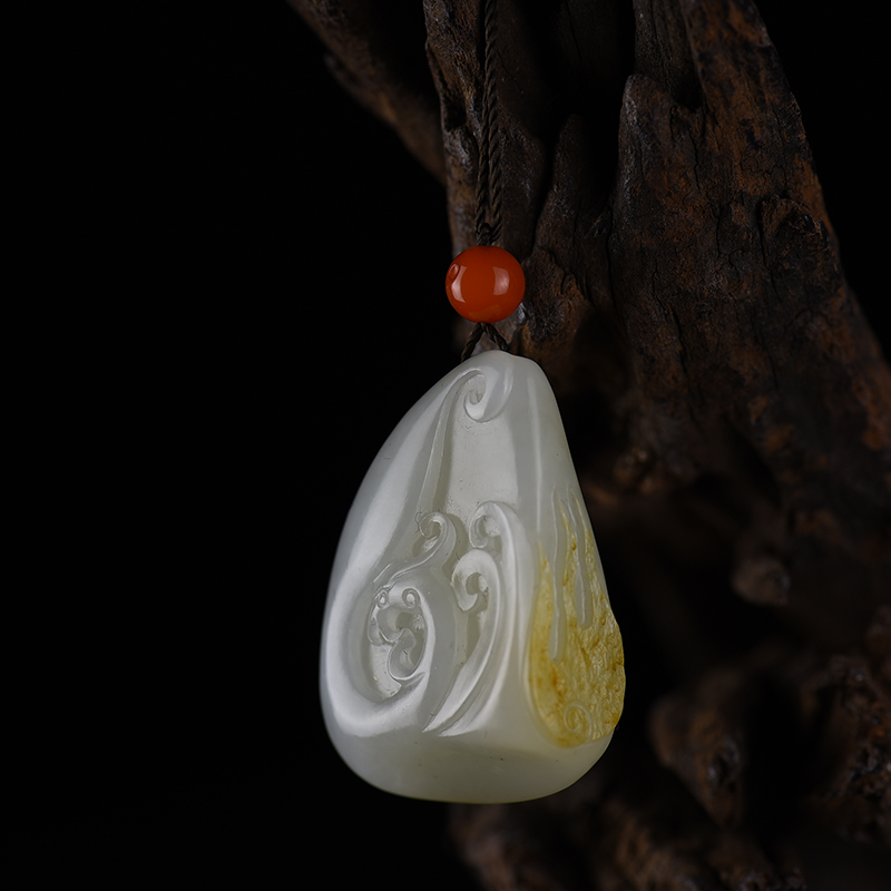新疆籽料和田白玉凤凰于天吊坠-红掌柜