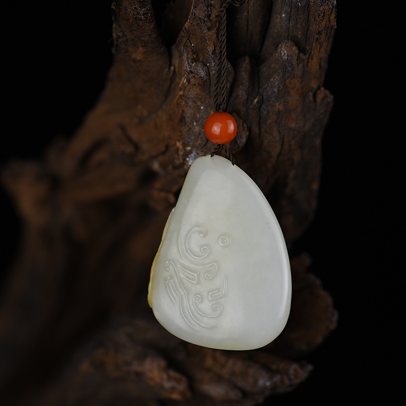 新疆天然和田白玉凤凰于天吊坠-红掌柜