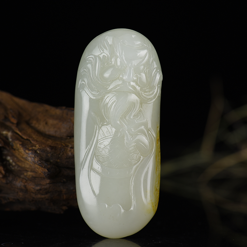 籽料和田白玉钟馗吊坠-红掌柜