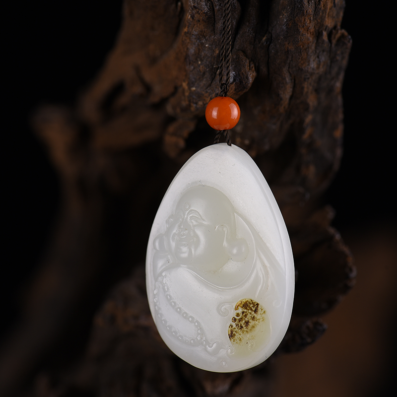 新疆籽料和田白玉佛引福来吊坠-红掌柜