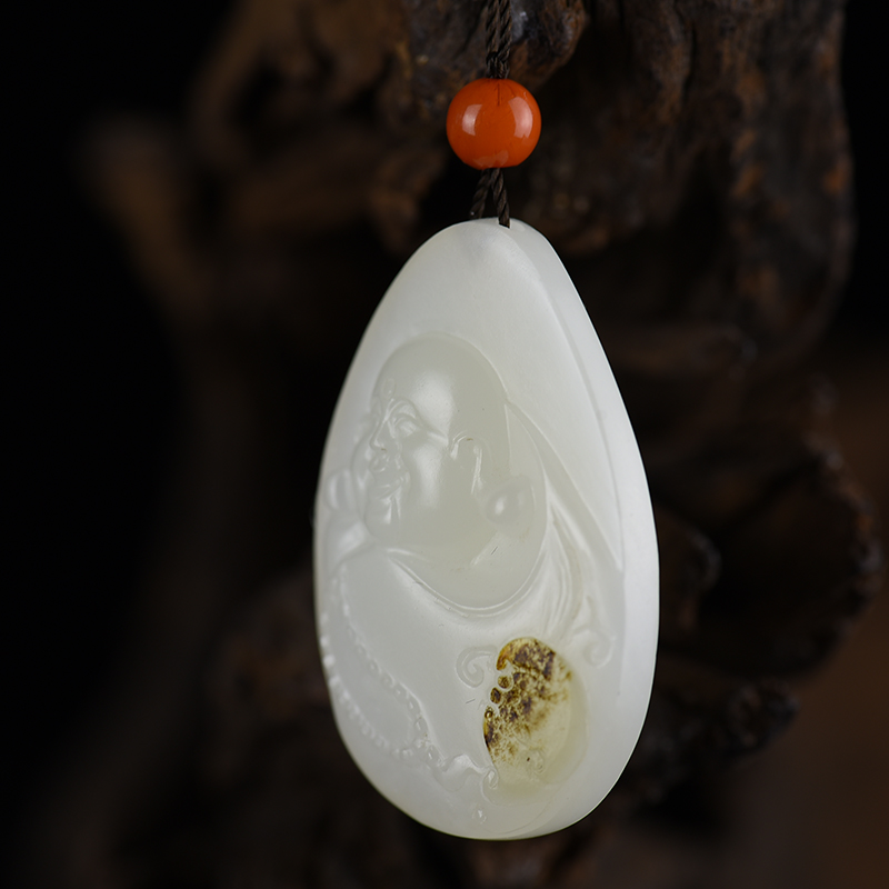 新疆天然籽料和田白玉吊坠-红掌柜