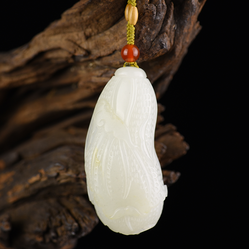 新疆天然籽料和田白玉摆财吊坠-红掌柜