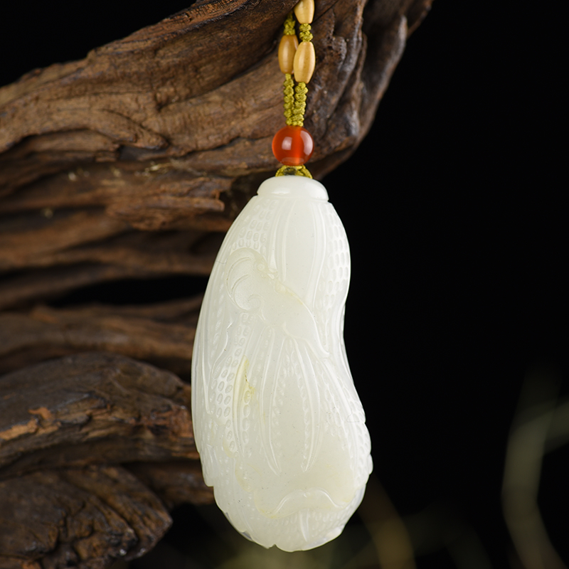 天然籽料和田白玉摆财吊坠-红掌柜