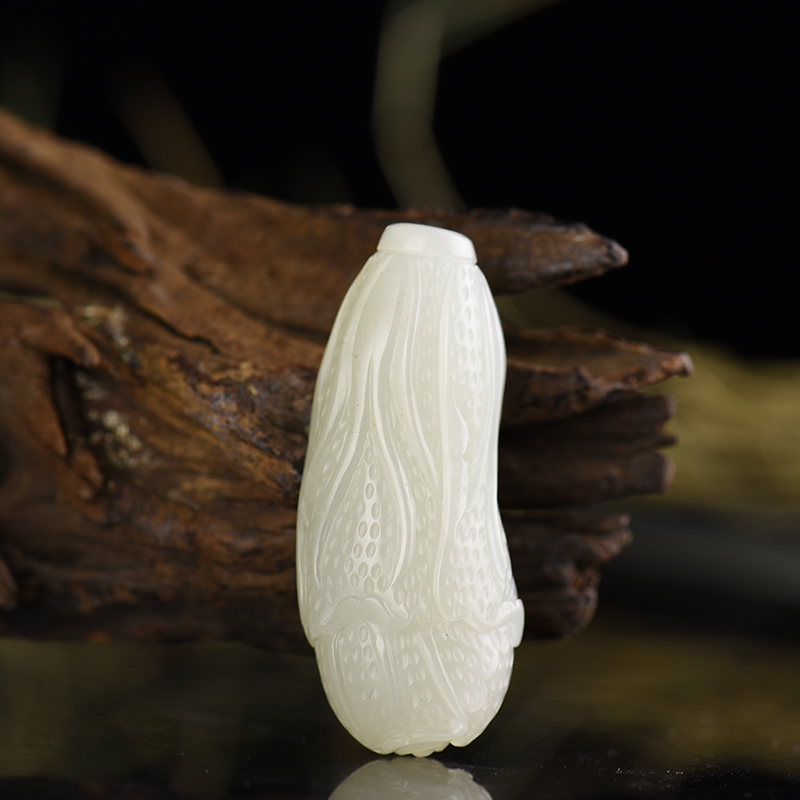 天然籽料和田白玉摆财吊坠-红掌柜