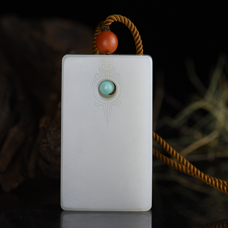 和田玉仿古龙凤呈祥吊坠-红掌柜