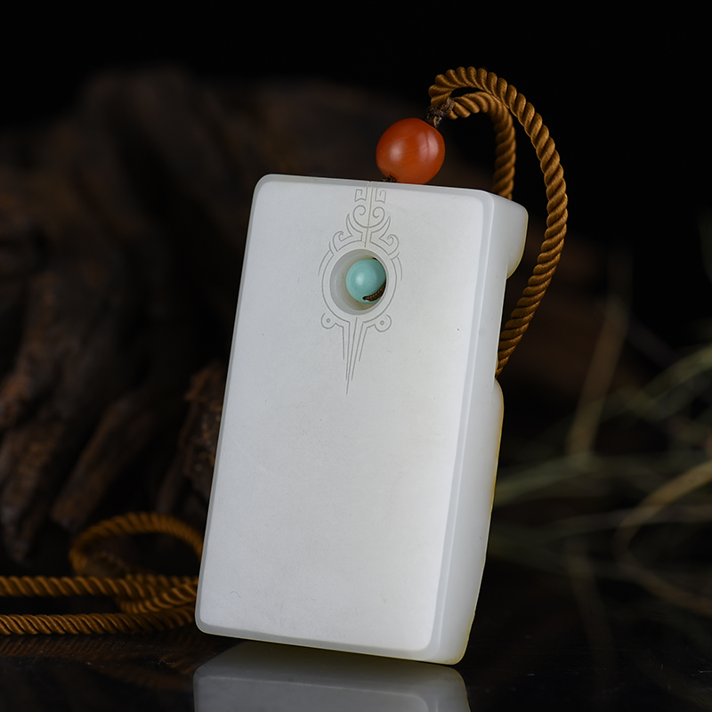 天然和田玉仿古龙凤呈祥吊坠-红掌柜