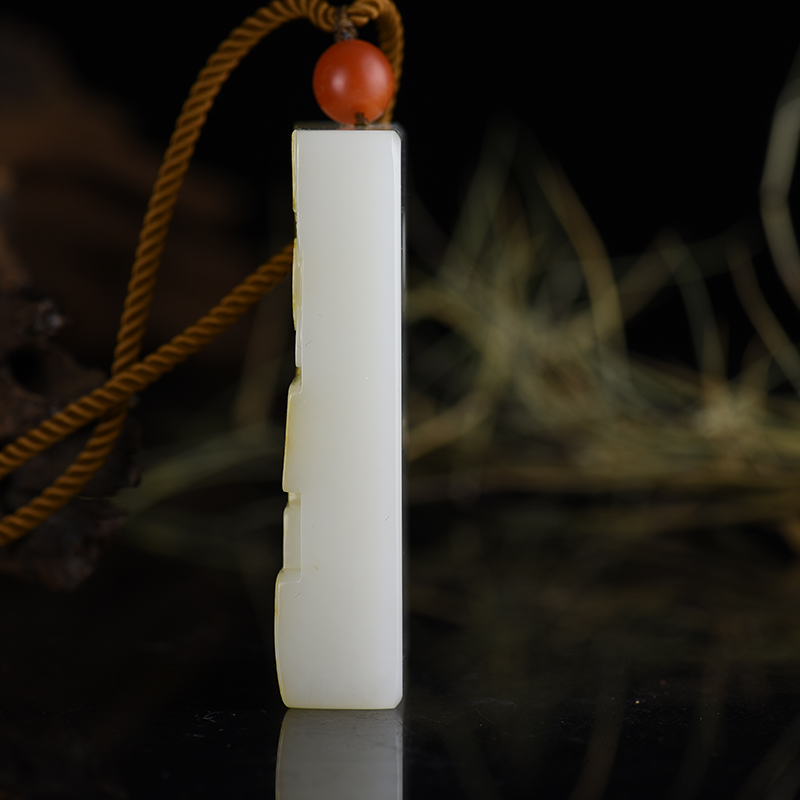 和田玉仿古龙凤呈祥吊坠-红掌柜