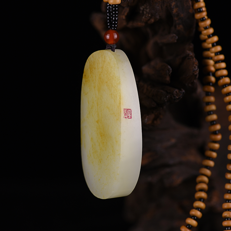 籽料和田玉花开见佛吊坠-红掌柜