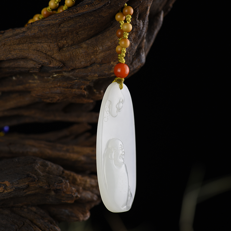 新疆天然籽料和田玉佛引福来吊坠-红掌柜