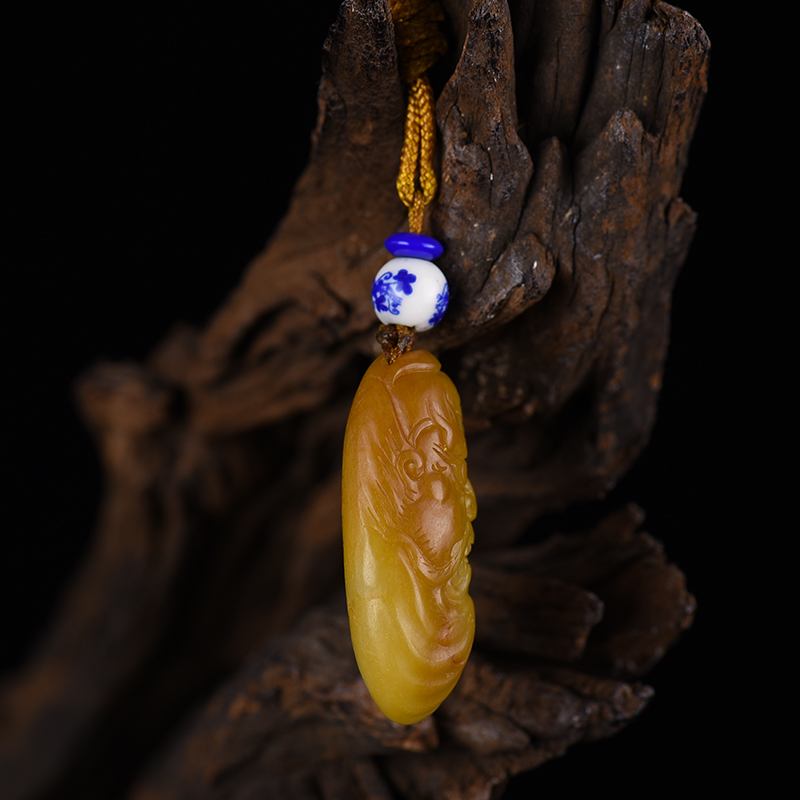天然和田玉黄沁钟馗吊坠-红掌柜