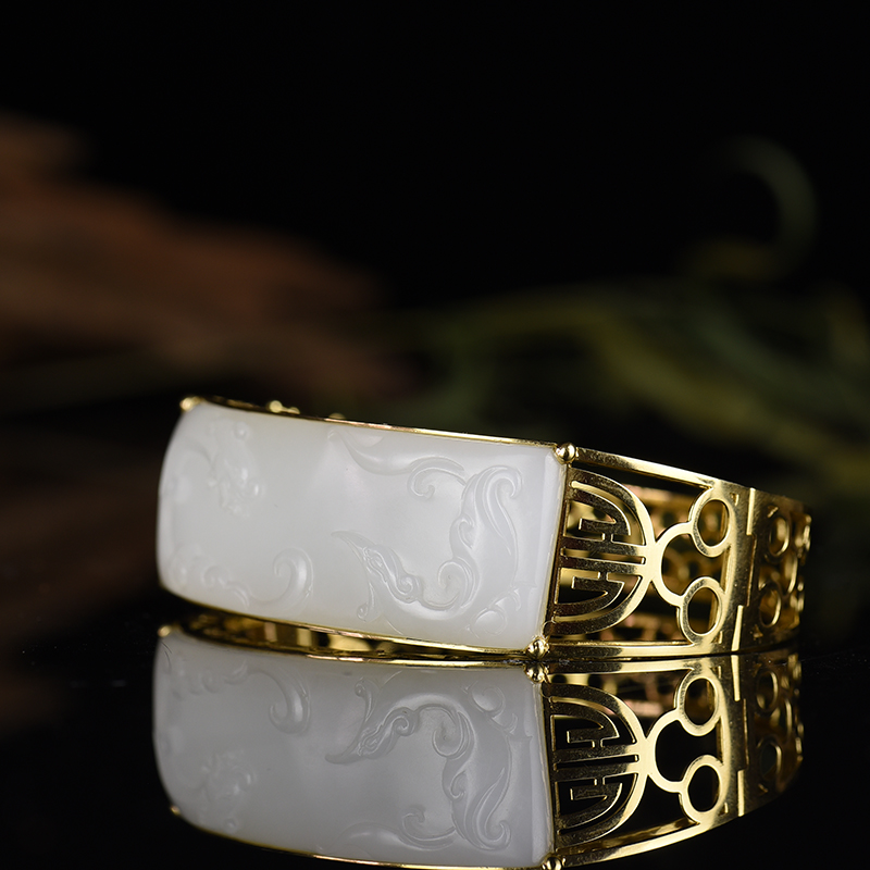 籽料和田白玉龙凤手镯-红掌柜