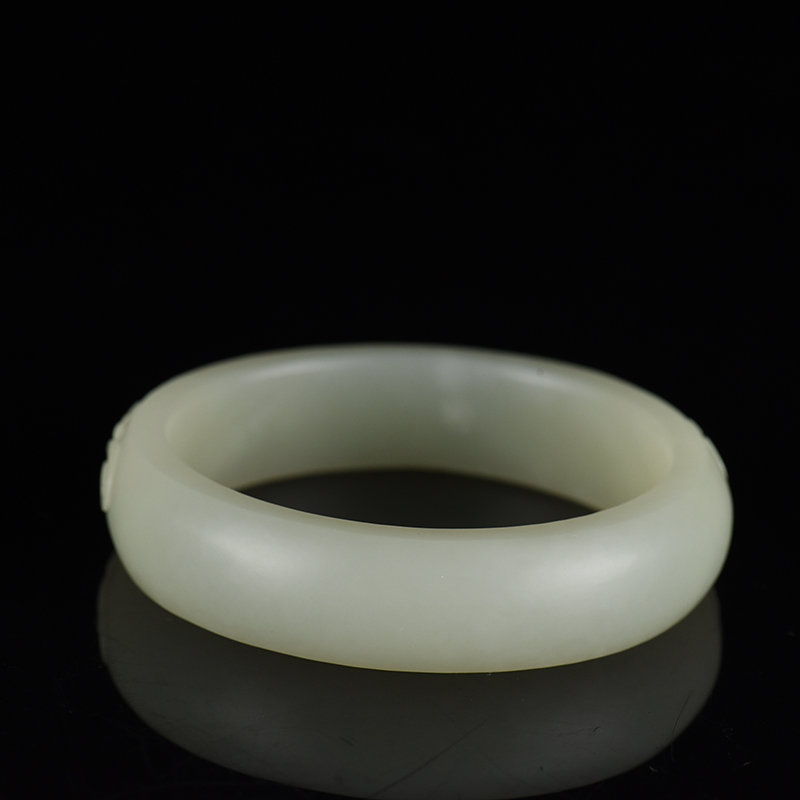 籽料和田白玉年年有余扁镯-红掌柜