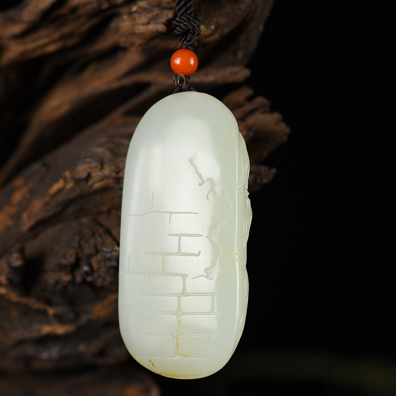 和田白玉吊坠-红掌柜