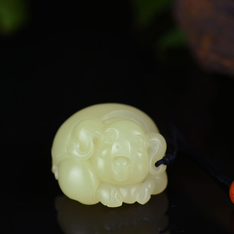 天然和田黄玉亥猪吊坠-红掌柜