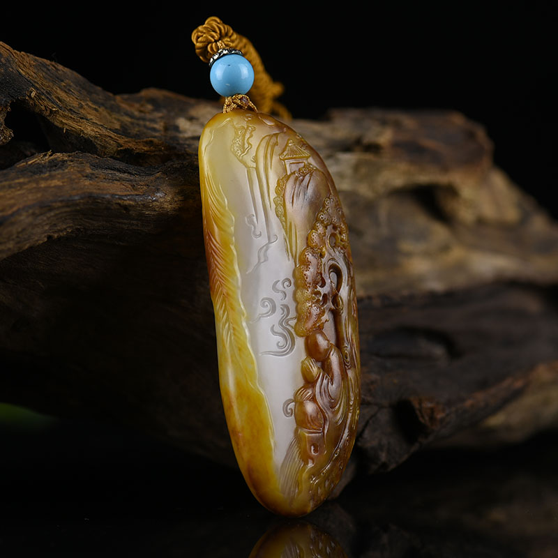 天然和田玉悟道吊坠-红掌柜