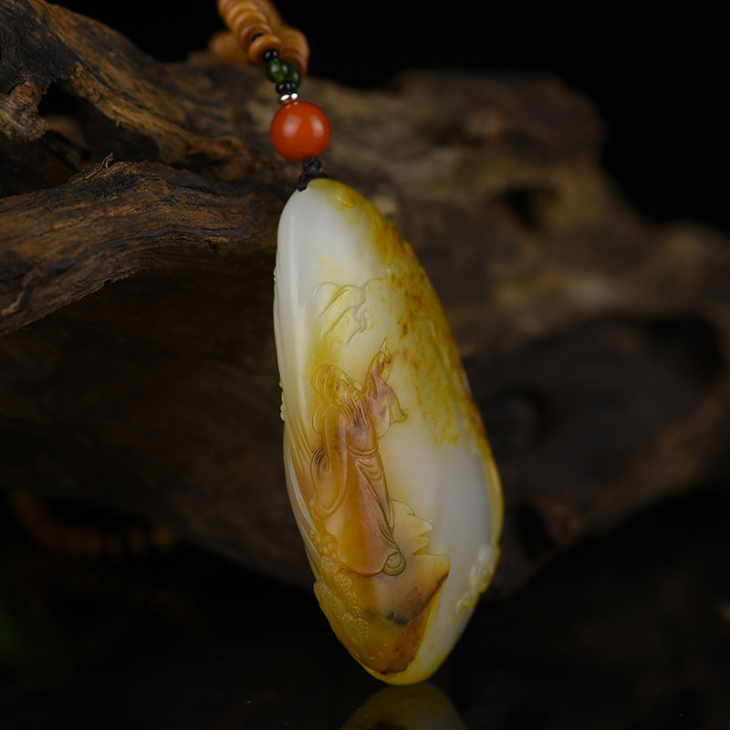 籽料俏色和田玉两用款-红掌柜